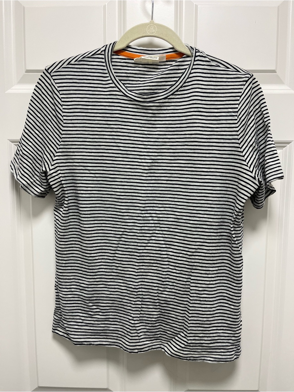 Icebreaker linen merino wool striped short sleeve tee size L